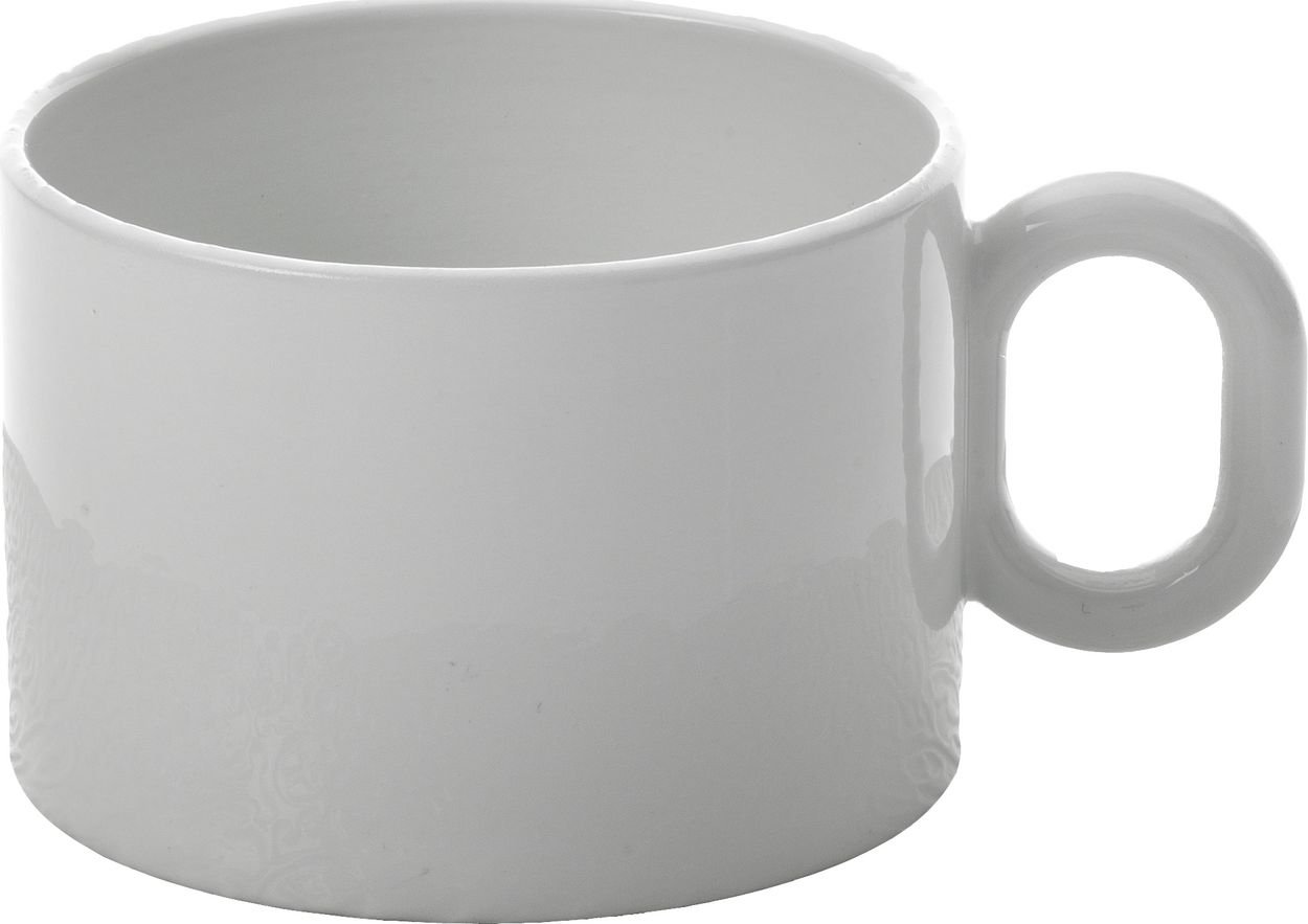 Alessi White Dressed Porcelain Tea Cup With Relief Decoration,