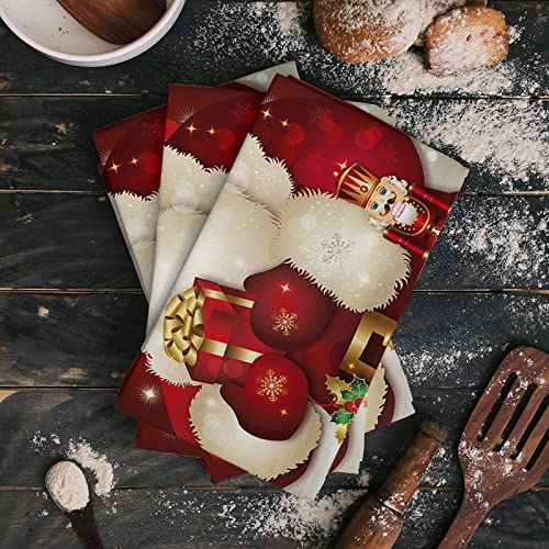 Aomike Merry Christmas Kitchen Towels， Dreamlike Santa Claus Winer Xmas Snowflake Dish Towels Absorbent Soft Kitchen Hand Towels Tea Towels For House Cleaning And Decorate, 18" X 28" #TOP1