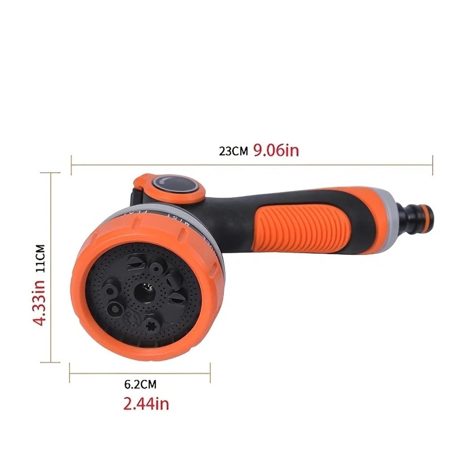 Pistola pulverizadora con manguera Boquilla, Pulverizador de agua con boquilla for manguera jardín y coche 10 modos un solo clic, plástico ingeniería