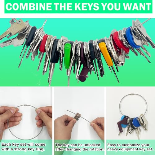 58 Pro Heavy Equipment Key Set Construction Machinery Ignition Keys Set for Caterpillar JCB Case Forklift Jlg Komatsu Volvo Kubota Yanmar Daewoo Hyster Ford Takeuchi New Holland