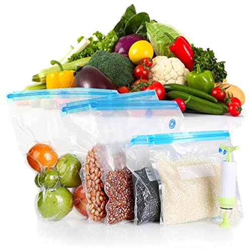 CIYODO Seal Your Freshness 6 Pack of Pa Pe Vacuum Sealer Bags 21 * 22cm 26 * 28cm 26 * 34cm 30 * 34cm 22 * 28cm Green Includes Manual Air Pump