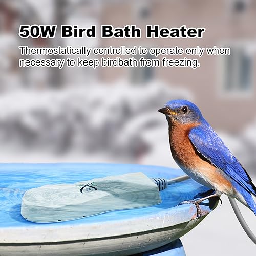 GESAIL Bird Bath Heater for Outdoors in Winter, Birdbaths Deicer with Thermostatically Controlled, Made of Heavy Duty Premium Cast Aluminum, Perfect for Patio Yard and Lawn Cream