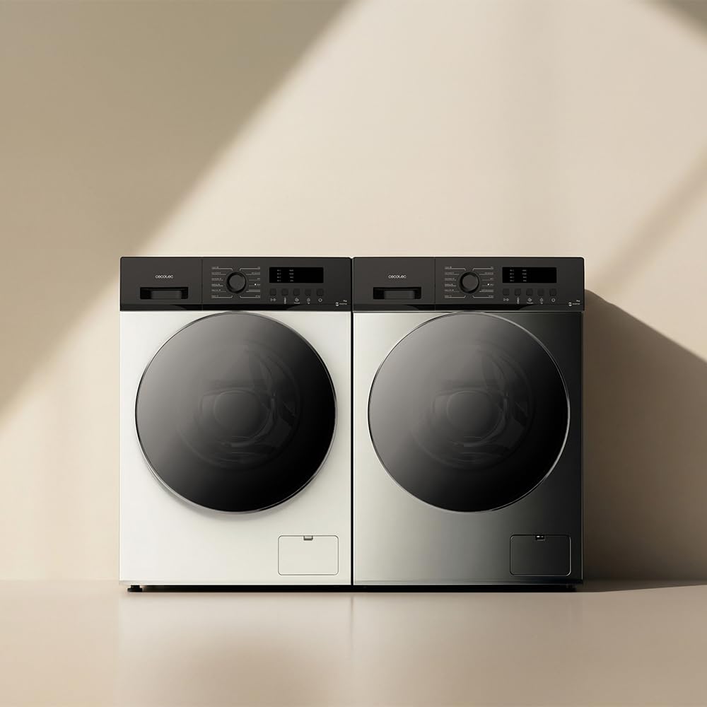 Cecotec Lavatrice 9K Carico Frontale Bolero DressCode 9155 Inverter. Classe A, 1400RPM, 12 Programmi, Inverter Plus, Basso Consumo, Steam Max, Drum Clean, Delay Start, PreWash, Pannello Controllo LED