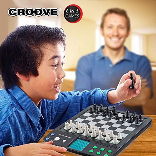 Image of Electronic Magnetic Chess and Checkers Set 10 inch, 8-in-1 Board Games, Digital Staunton Chess Board Game Sets for Adults & Kids, Teenager Toys, Gifts for Boys and Girls Ages 7 8 9 10 11 12+ Years Old