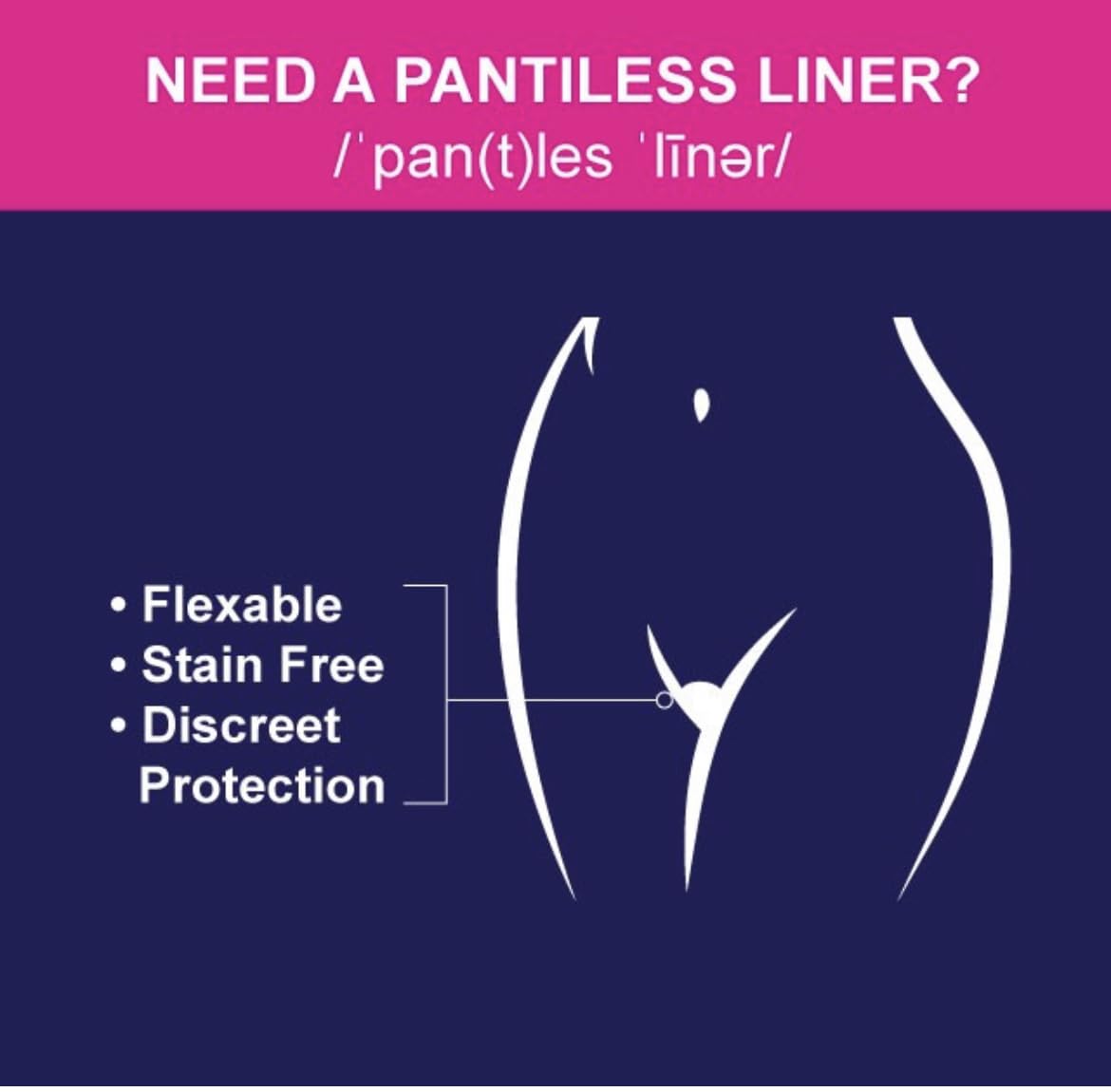 Femeflex Pantiless Panty Liners - Trial Pack (2 Count) Discreet|Compact|One Size Fits All|Wear All Day|Incontinence Support|Slight to Moderate Urine Leakage| No Panties No Problem