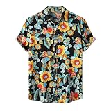 Generic Button up Shirt Men Button Down Shirts Men 2024 Summer Beach Tropical Hawaiian Casual Shirts Short Sleeve Loose Fit Cuban Shirts Button up Shirts for Men Multicolor XL