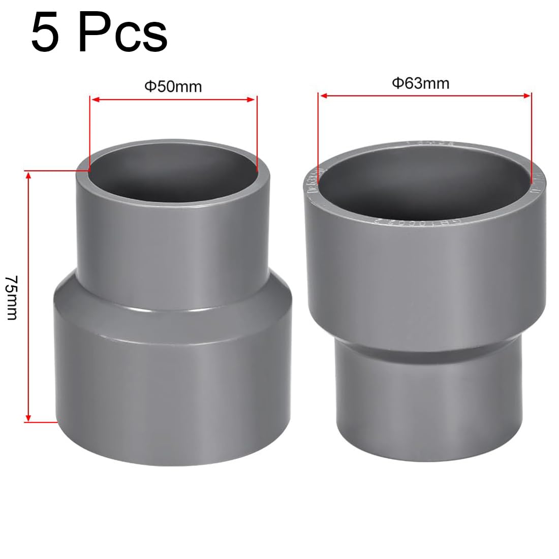 TA-VIGOR 5Pcs PVC DWV Reducing Coupling - Image 2