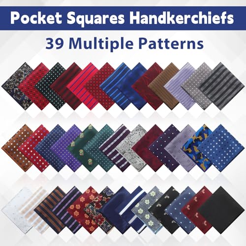 Image of 52 Pcs Pocket Squares for Men Soft Silk Handkerchiefs for Suit Accessories Wedding Business Banquet 9.06 x 9.06'', 52 Styles