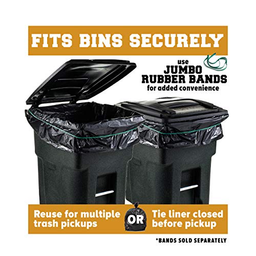 Plasticplace Black Trash Bags: 64-65 Gallon Trash Can Liners for Toter, Can Liners, 50” x 60” Garbage Bags, 1.2 Mil Heavy-Duty Roll, 25 Count Garbage Bag