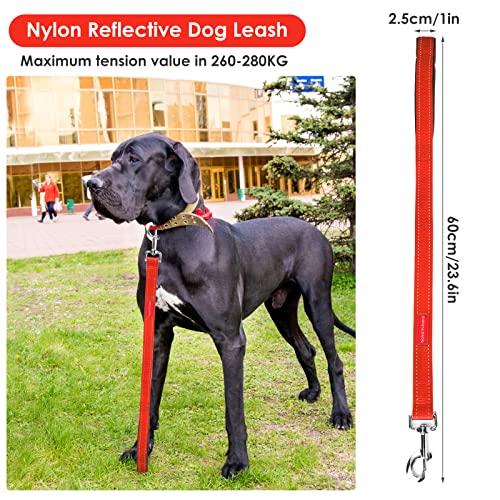 TIESOME Kurze Hundeleine mit gepolstertem Griff, doppeltes Gurtband Nylon reflektierende Haustier Leinen Hundeleine für Walking Training (Rot)
