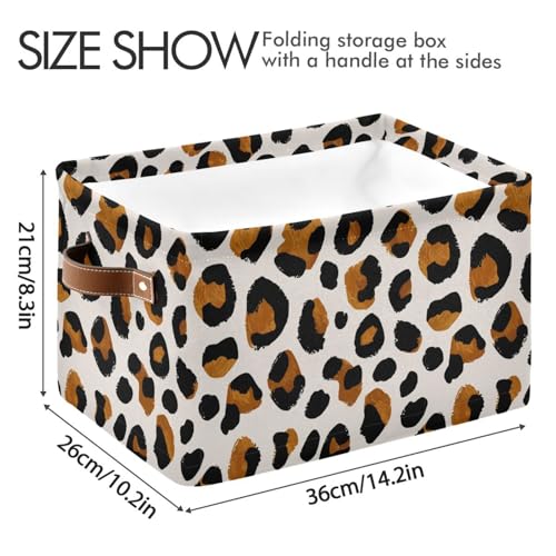Image of Aslsiy Storage Basket Brown Leopard Black Cheetah (9) Nursery Bins Baby Canvas Box Clothes Shelf Basket Laundry Hampers 2 Pcs