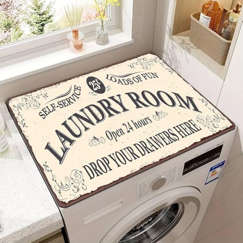 Image of Washing Machine Top Protective Mat,Countertop Absorbent Table Top, Quick-Drying Refrigerator Base, Microwave Oven Protection Pad Laundry and Dryer Covers for Laundry Room and Kitchen (Beige)