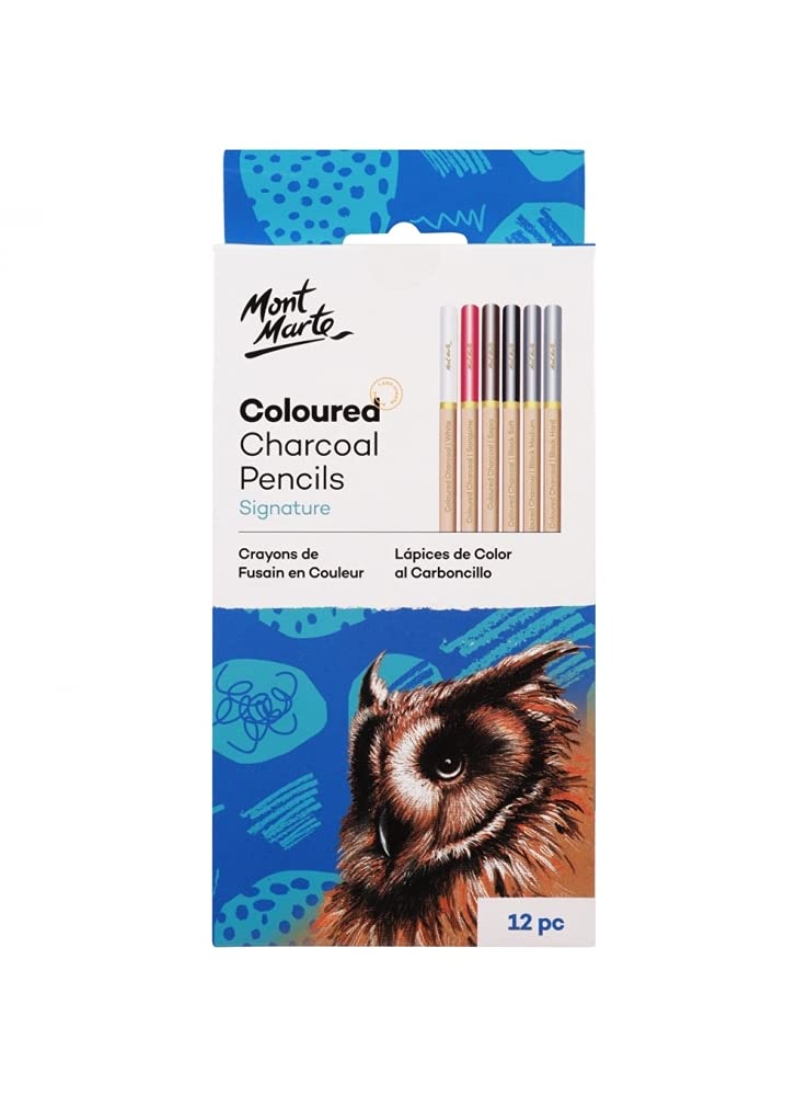 Coloured Charcoal Pencils - 12 Pieces