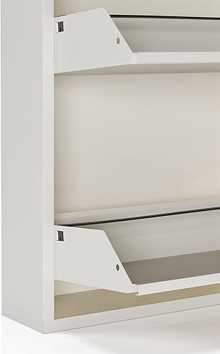 Vista 5 de Gabinete de zapatos de metal de 5 niveles con tapa, organizador de almacenamiento de zapatos duradero para entrada, armario de estante de zapatos