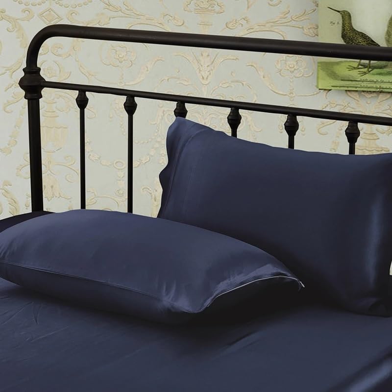 Taie d'oreiller en soie et satin 50x75cm avec fermeture éclair laconique
