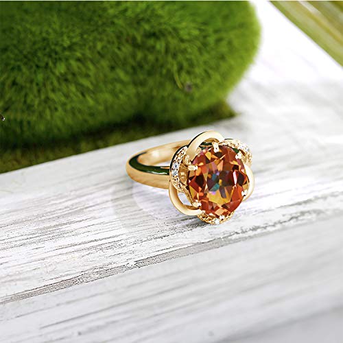 Gemstone Birthstone Solitaire Engagement Ring for Women in 18K Yellow Gold Plated Silver | Oval 12X10MM with Twisting Shank Detail | Wedding Anniversary Promise Ring | Sizes 5, 6, 7, 8, 94