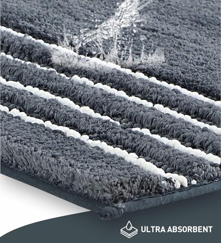 Image of Obsessions Ultra Soft Solid Bath Mat - Premium 1950 GSM Density, Anti-Skid Safety Backing & Superior Absorbency for Quick-Dry Comfort (40x60 cm, Charcoal)