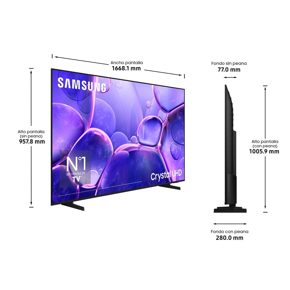 Samsung TU75U8005FUX, Smart TV 75", 4K Ultra HD QLED, HDR, LED [Versione Francese, Spagnola, Portoghese]