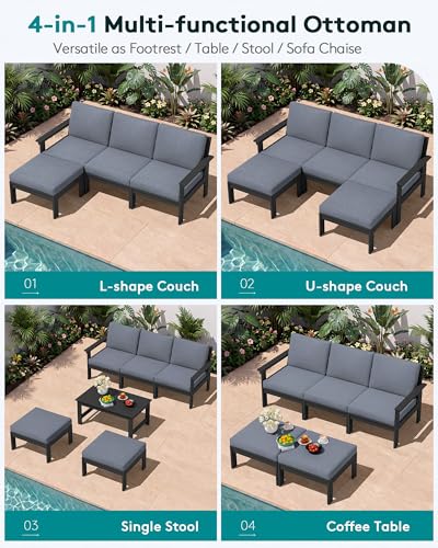 Image of SERWALL HDPE Outdoor Ottoman with Cushions