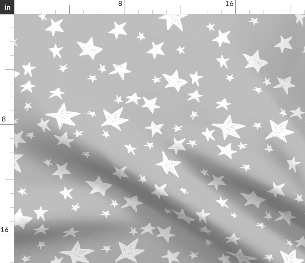 Spoonflower Fabric - Stars Slate Gray Star Nursery Scandinavian Printed on Cotton Poplin Fabric by The Yard - Sewing Shirting Quilting Dresses Apparel Crafts