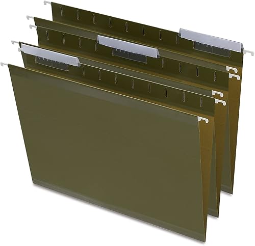 Staples 729554 Carpetas colgantes reforzadas recicladas 3-Tab LTR verde 25Bx