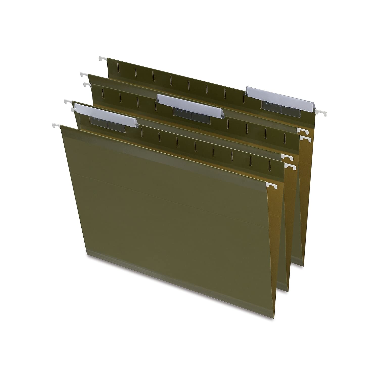 Staples Recycled Reinforced Hanging File Folders, Letter Size, 3‑Tab, Standard Green, Tear‑Resistant – 25/Box