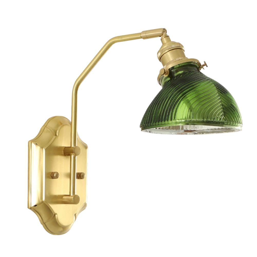 Applique da Parete Vintage in Ottone con Paralume in Vetro, Lampada da Bagno in Oro Anticato, lampade da Parete in Vetro con Attacco E27 per Comodino da Camera da Letto, Illuminazione da Interni