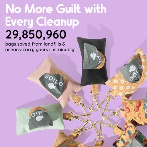 Adios Plastic – Handgefertigter schwarzer Kork-Kotbeutelspender – umweltfreundlicher Hundekotbeutelhalter, plastikfrei, hergestellt aus 100 % nachhaltigem Kork, wasserabweisend, leicht, befestigt sich