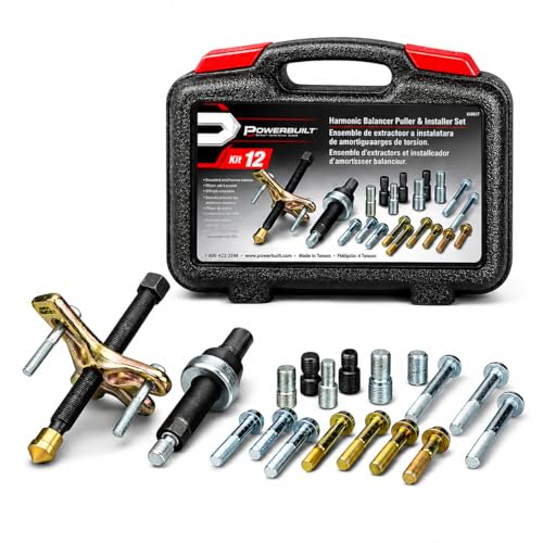 Powerbuilt Harmonic Balancer Puller and Installer Tool Set Install and Remove Kit Cars and Light Trucks Storage Case - 648637