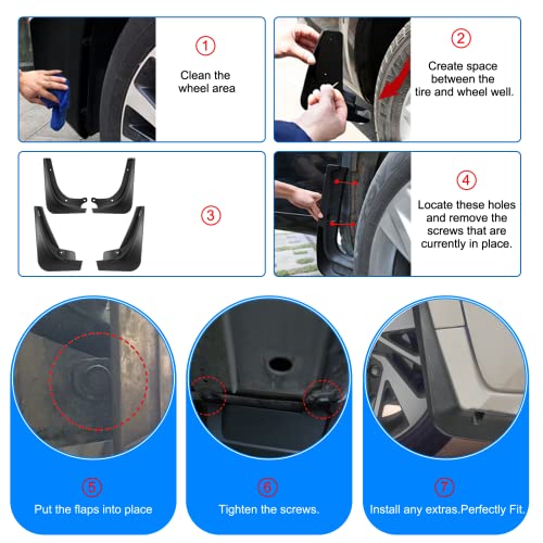 Image of BDFHYK Mud Flaps Splash Guards 4PCS Front & Rear Side Mud Guards Compatible with Model 3 (2016-2022)