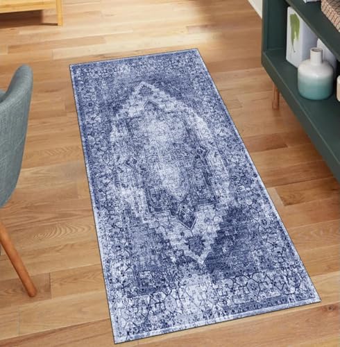 Alfombra lavable de pasillo azul 70 x 220 cm para solucionar suelos fríos de cocina 2