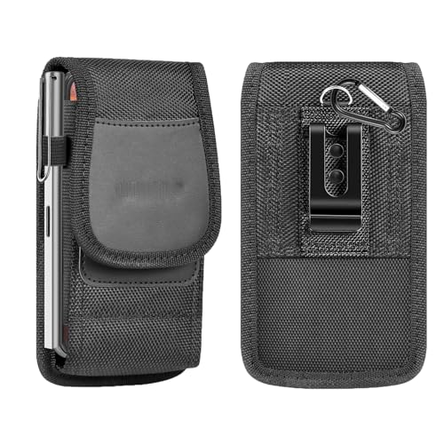 CERFFOOL Funda vertical para teléfono celular de 6.1 a 6.8 pulgadas, funda de nailon con clip para cinturón, funda de transporte para iPhone 15, 14, 13, 12, 11 Pro Max, XR, X, 8, 7, 6