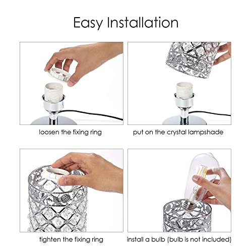 Set de 2 lámparas de mesa Tomshine con USB, cristal plata miniatura 6