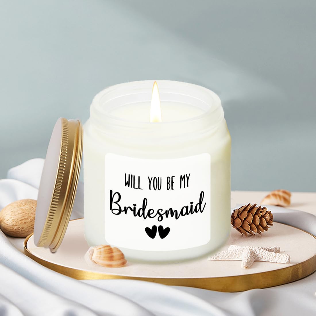 LAMIVEENLA Bridesmaid Gifts Scented Candle Lavender - Matron of Honor Gift for Bridesmaids Matron of Honour Proposal Gifts Maid of Honor Proposal Gift Soy Candle 4oz