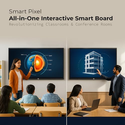 Image of 55 Inch All in One Interactive Smart Board 3840X2160 Pixel 4K UHD Display and Dual Operating System Android and Windows Version WritePro for Office, School