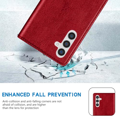 Image of ZZXX for Galaxy S23 FE Wallet Case Strong Magnetic 6.4 inch,Red