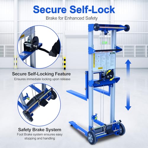Elevador manual de materiales con capacidad 500 lbs y 70" altura miniatura 5
