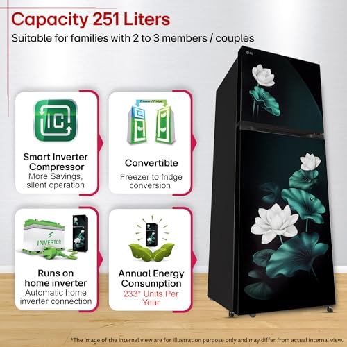 Image of LG 251 L, 2 Star, Frost-Free Smart Inverter Double Door Convertible Refrigerator (GLT2526XWEL, Emerald Lotus, Smart & Dairy Mode, Express Freeze & Convertible Space for More Storage, 2026 Model)