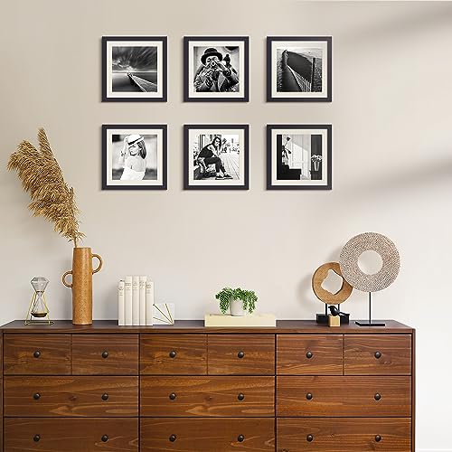 Image of upsimples 10x10 Picture Frame, Display Pictures 8x8 with Mat or 10 x 10 Without, Wall Hanging Square Frames, Black, 1 Pack