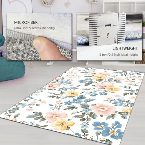 Tapis de chambre fleuri rétro pour descente de lit douce - 6