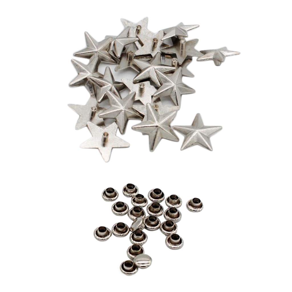 dailymall 20pcs 19mm Antique Silver Star Shaped Rivets Stud Snap Buttons