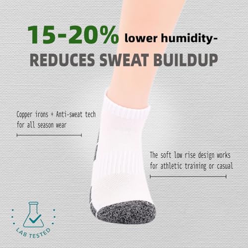 Kodal Copper Infused Compression Socks Men Women - Moisture Wicking Odor Free Cushioned Running Socks (6-Pairs)4