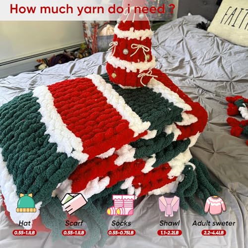 Image of 8 Jumbo Packs Chunky Chenille Yarn for Crocheting, 31.7 yds, 8 oz Each Skein Bulky Thick Fluffy Yarn for Knitting, Super Bulky Chunky Yarn for Hand Knitting Blanket, Soft Plush - Red