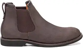 Bota Botina Chelsea em Couro Marrom Bico Redondo Elastico Confortavel