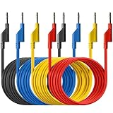 PeakTech 7050-4 Stück Messleitungen Set, 150cm, Multimeter Test Kabel, Laborleitungen, Messkabel mit 4mm Bananenstecker, Stapelbar, in 4 Farben