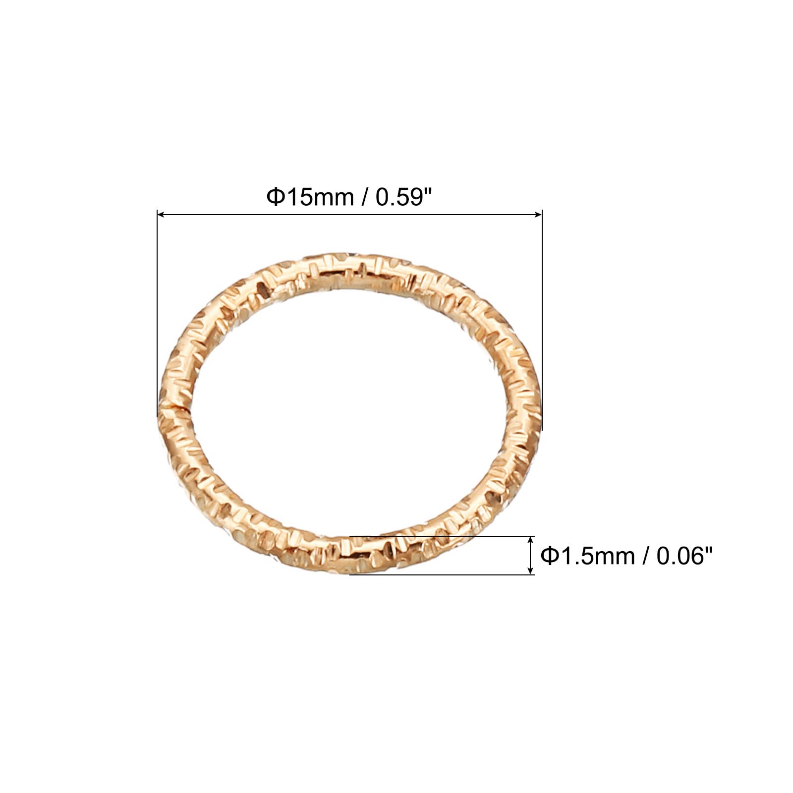 PATIKIL 1.5 x 15mm Wine Glass Charm Ring, 100 Pack Metal Earring Beading Hoop Twisted Open Jump Rings, Light Golden - Image 2