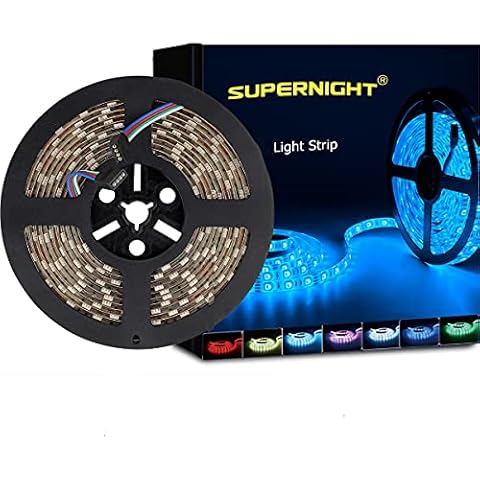 SUPERNIGHT (TM) 16.4ft(5M) 5050 300LEDs/pc RGB multi-color Waterproof(IP-65) SMD Flexible Strip light Cover
