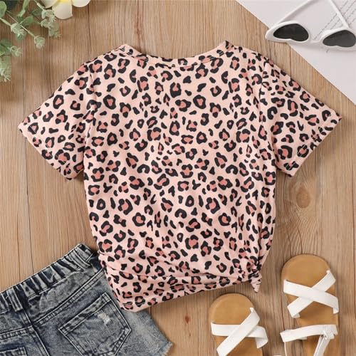 PATPAT Girls Crewneck Short Sleeve Graphic Tees Animal Print Shirts Cute Summer Outfits 5-12 Years3