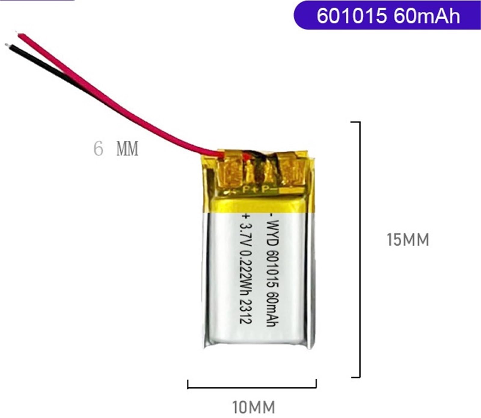 601015 60mAh 3,7V 1 PIÈCES