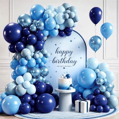 Image of Blocesa Blue Balloons Arch Kit, Metallic Blue Latex for Party Decoration